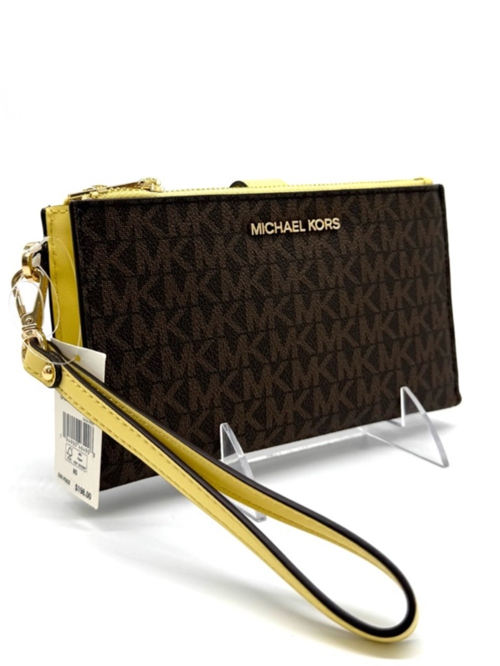 Michael Kors Large Jet Set Travel Logo Double Zip Wallet Buttercup